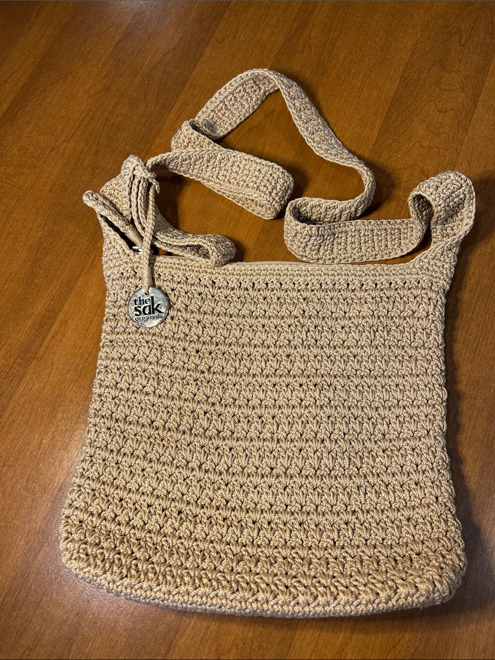 The Sak Crochet Shoulder Bag in Beige